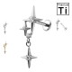PWC-240 Piercing Labret in Titanio con Stella con Cristallo Filettatura Interna