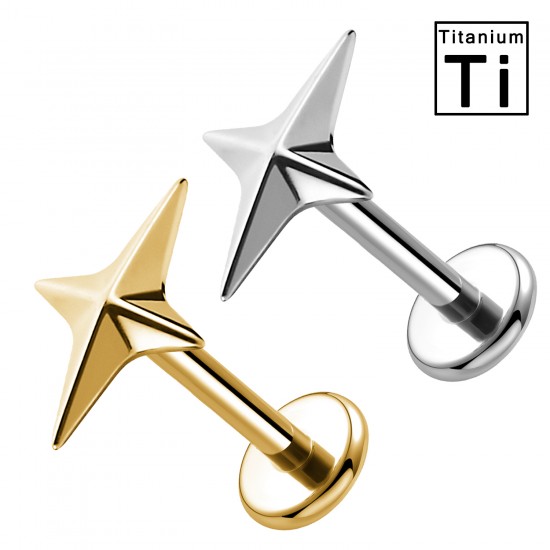 PWC-242 Piercing de labio de titanio con estrella con rosca interna