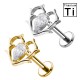 PWC-243 Piercing Labret in Titanio con Cuore con Cristallo Filettatura Interna