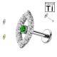 PWC-248 Piercing Labret in Titanio con Occhio con Cristallo Filettatura Interna