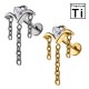PWC-250 Piercing Labret in Titanio a Cuore con Cristallo e Catena PWC-250 Piercing Labret in Titanio a Cuore con Cristallo e Catena