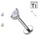 PWC-252 Piercing Labret in Titanio con Cristallo a Forma di Goccia