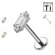 PWC-253 Piercing Labret in Titanio con Cristallo Rettangolare