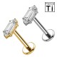 PWC-253 Piercing Labret in Titanio con Cristallo Rettangolare