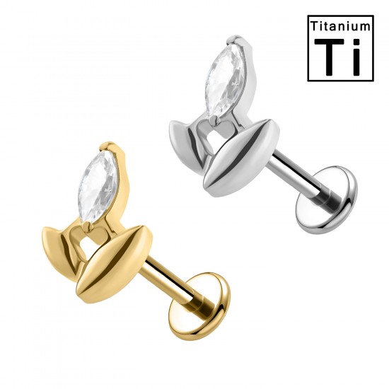 PWC-267 Piercing Labret in Titanio a Forma di Goccia con Cristallo