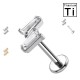 PWC-269 Piercing Labret in Titanio a Doppia Barra con Cristalli Rettangolari