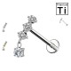 PWC-278 Piercing Labret In Titanio Con 3 Cristalli con Pedente