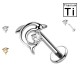 PWC-281 Piercing Labret in Titanio con Cristallo a Forma di Delfino