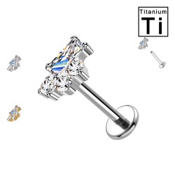PWC-282 Piercing Labret in Titanio con Cristallo Rectangolare