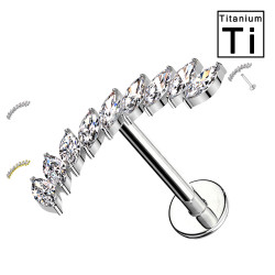 Piercing Labret in Titanio con Sei Cristalli-Filettatura Interna Piercing Labret in Titanio con Sei Cristalli-Filettatura Interna