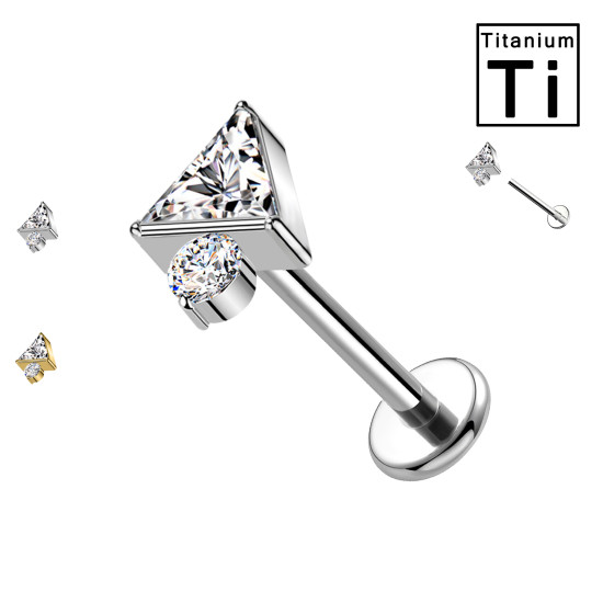 Labret in Titanio con Cristalli Geometrici
