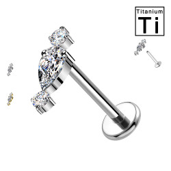 Labret in Titanio con Cristalli a Goccia