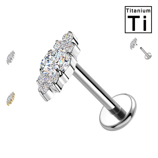 Titanium Labret Piercing with Crystal