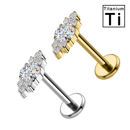 Titanium Labret Piercing with Crystal