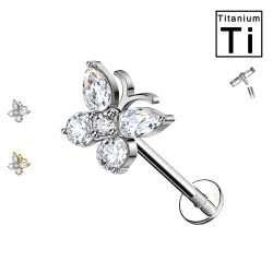 Piercing Labret con Farfalla e Cristalli in Titanio Piercing Labret con Farfalla e Cristalli in Titanio