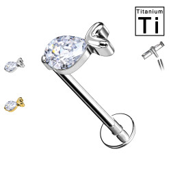 Piercing Labret in Titanio con Pesce e Cristallo