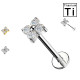 Piercing Labret con Fiore a Quattro Cristalli in Titanio