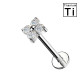 Piercing Labret con Fiore a Quattro Cristalli in Titanio