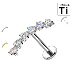 Piercing Labret con Cristalli Marquise a Ventaglio in Titanio