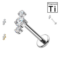 Piercing Labret in Titanio con Tre Cristalli Piercing Labret in Titanio con Tre Cristalli