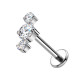 Piercing Labret in Titanio con Tre Cristalli