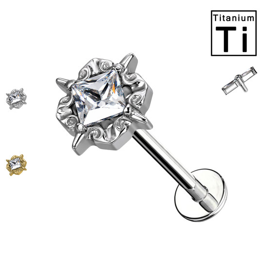 Piercing Labret in Titanio con Cristallo Barocco