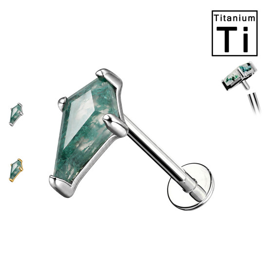 Piercing Labret in Titanio con Agata Muschiata a Goccia