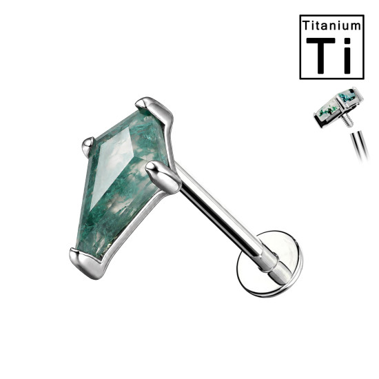 Piercing Labret in Titanio con Agata Muschiata a Goccia