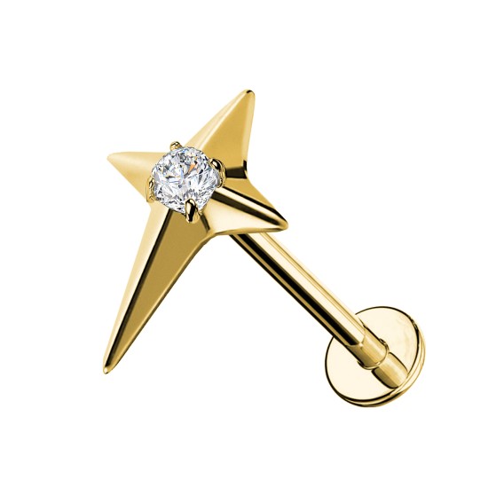 Piercing labret de titanio con estrella polar y cristal
