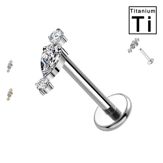 Labret in Titanio con Cristalli a Goccia