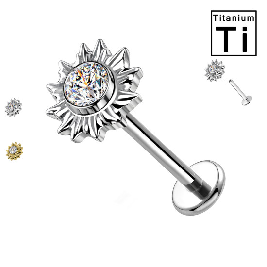 Piercing Labret in Titanio con Sole e Cristallo