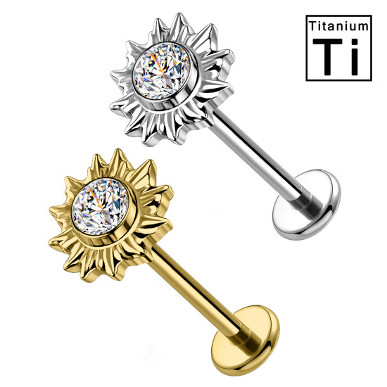 Piercing Labret in Titanio con Sole e Cristallo
