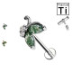 Piercing Labret Doppia Foglia in Agata Muschiata