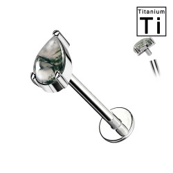 Piercing Labret in Titanio con Agata Muschiata a Goccia Piercing Labret in Titanio con Agata Muschiata a Goccia