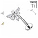 Piercing labret de titanio con cristales redondos y en forma de Navette.
