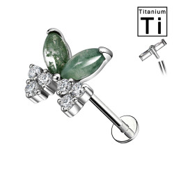 Piercing Labret in Titanio con Farfalla in Agata Muschiata Piercing Labret in Titanio con Farfalla in Agata Muschiata