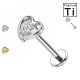 Piercing Labret Cuore con Cristallo in Titanio