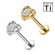 Piercing Labret Cuore con Cristallo in Titanio