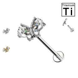 Piercing Labret con Farfalla e Cristalli in Titanio Piercing Labret con Farfalla e Cristalli in Titanio