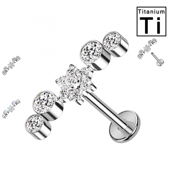 Piercing Labret con Cristallo in Titanio