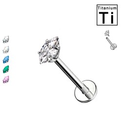 Piercing Labret con Cristallo Forma "Oliva" in Titanio