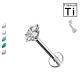 Piercing Labret con Cristallo Forma "Oliva" in Titanio
