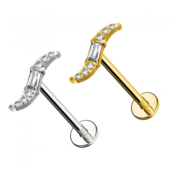 Piercing Labret in Titanio con cristalli forma S