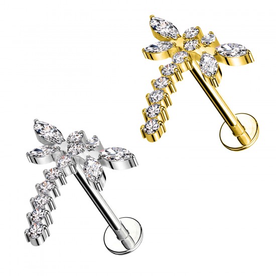 Piercing Labret con Libellula in Titanio Piercing Labret con Libellula in Titanio