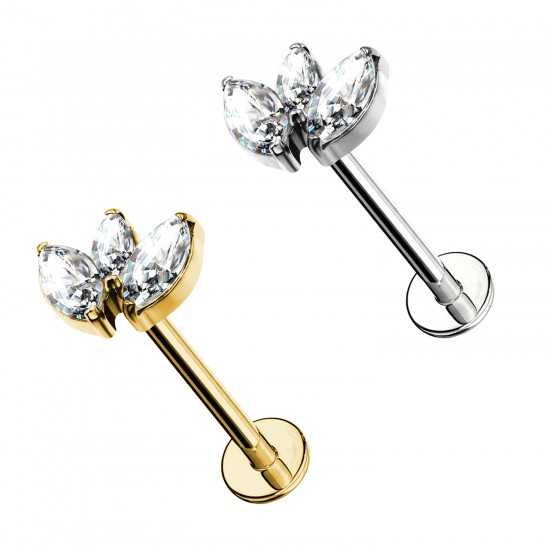 Piercing Labret con cristalli in Titanio