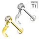 Piercing Labret con Luna e Cristallo in Titanio