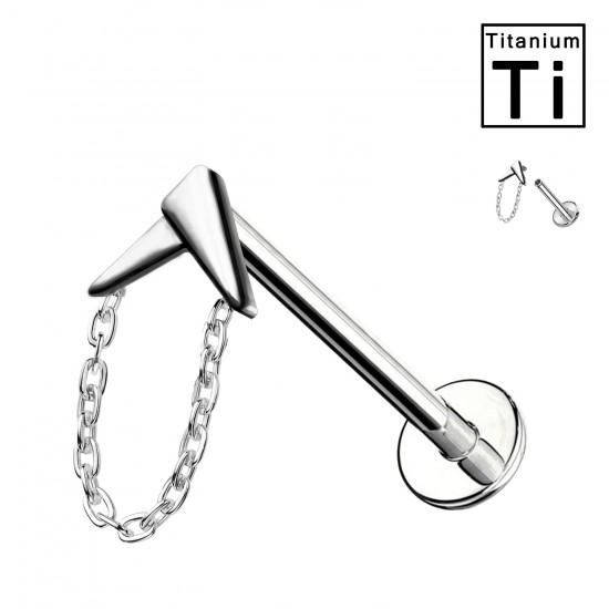 Piercing Labret in Titanio con Catena Geometrica e con Filettatura Interna Piercing Labret in Titanio con Catena Geometrica e con Filettatura Interna