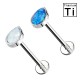 Piercing al labret in titanio con opale a forma di goccia e filettatura interna