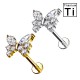 Piercing Labret in Titanio a forma di farfalla con cristalli  e con Filettatura Interna