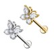PWC-307 Piercing Labret con Farfalla e Cristalli in Titanio